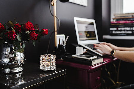 Pink desk in the home office thumbnail
