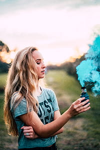 woman, female, smoke, flare thumbnail