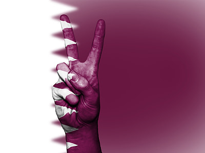 white and purple flag with peace hand sign thumbnail