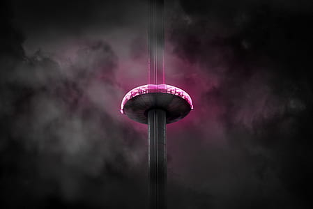 tower with pink and grey lighted disc thumbnail