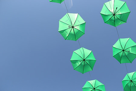 low-up photography of green umbrellas low-up photography of green umbrellas thumbnail