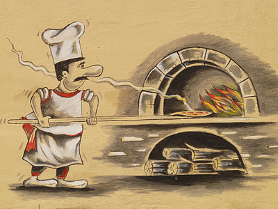 painting of chef cooking pizza thumbnail