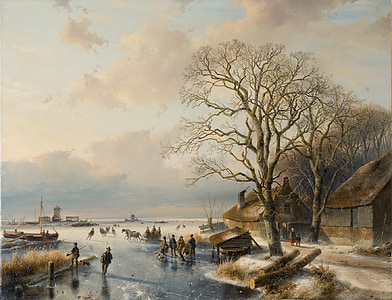 brown leafless tree near body of water painting thumbnail