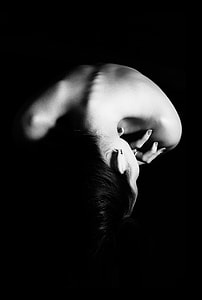 gray scale high-angle photo of topless woman docking thumbnail