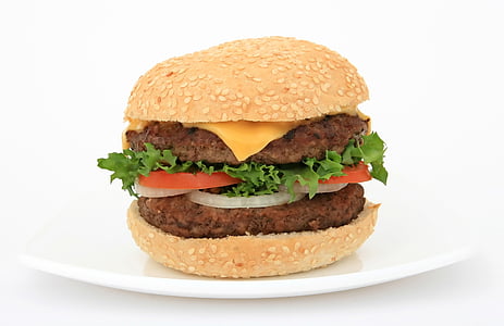 patty burger on white plate thumbnail