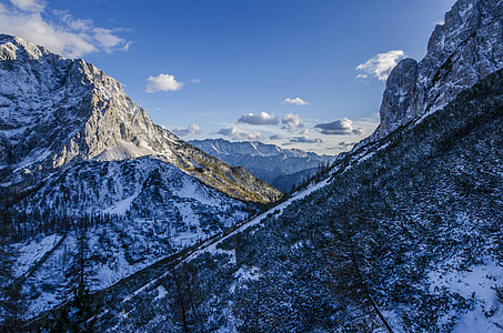 top view mountain coated with snow during sunrise thumbnail