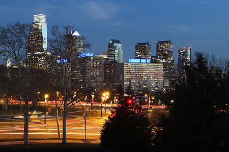 city lights photo near trees thumbnail