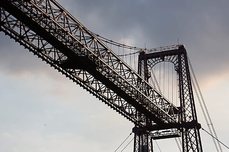 low angle view of suspension bridge thumbnail