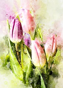 pink tulips painting thumbnail