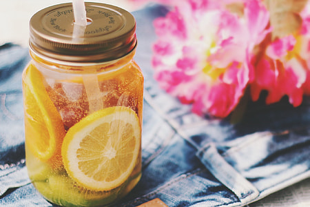 Lemonade punch near at pink flower thumbnail