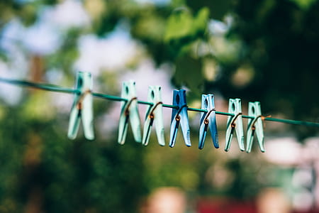 blue and green clothes pins close-up photography thumbnail