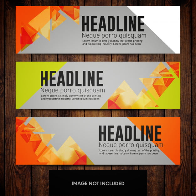 Business Banner Design Templates With Orange Triangles On Grey