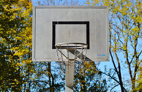 selective focus photography of gray basketball ring thumbnail