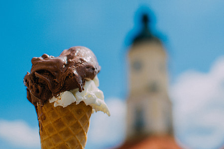brown and white ice cream on cone thumbnail