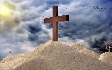 cross on sand digital artwork thumbnail