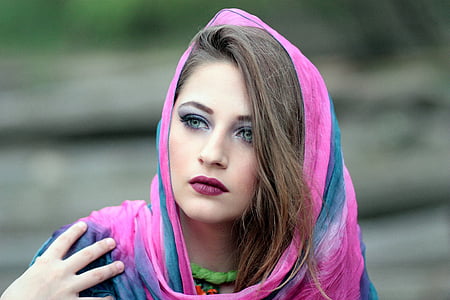 women's pink and blue hijab veil thumbnail