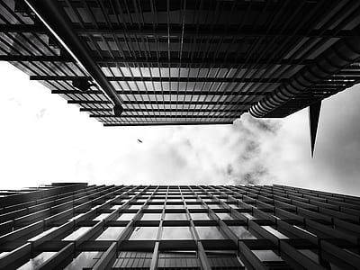 black-and-white, sky, clouds, buildings thumbnail