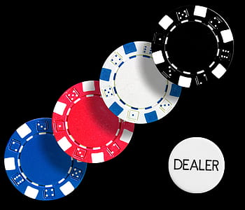 four assorted-color poker chips against black background thumbnail