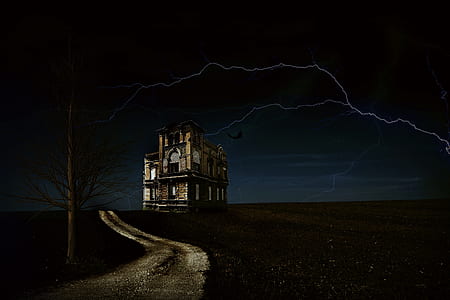 photo of building with lightning during night time thumbnail