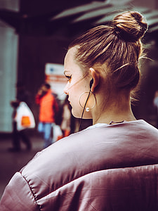 woman in black bubble coat thumbnail