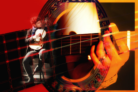 musician playing guitar collage thumbnail