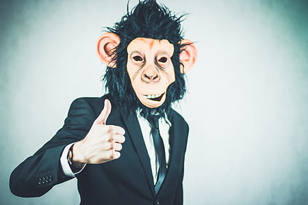 man wearing monkey mask thumbnail