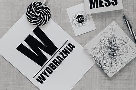 Top view of black and white typography sentences thumbnail