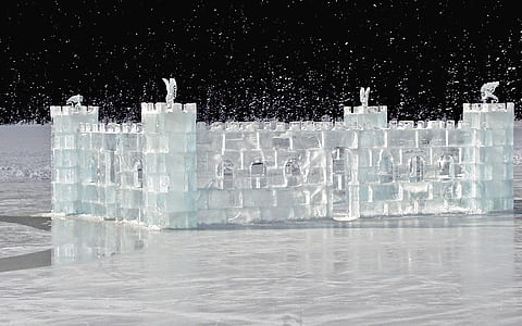 ice castle during nighttime thumbnail