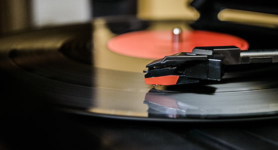 closeup photo of turntable with vinyl record thumbnail