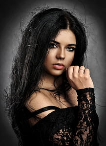 woman's portrait with black lace top thumbnail
