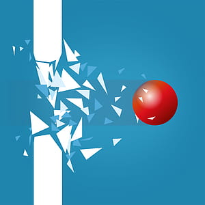 Red Ball Blasting Through Barrier thumbnail