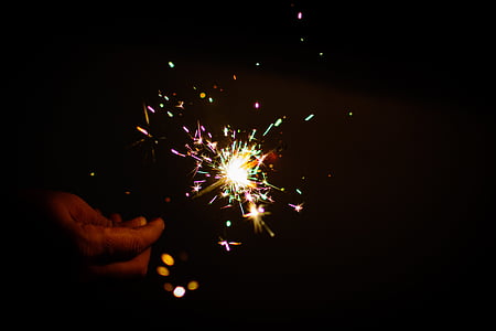 person holdiing multicolored sparkler thumbnail