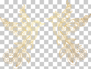 Bird Earring Transfer Textile Nature, Golden birds, two beige foliage birds illustrations PNG clipart