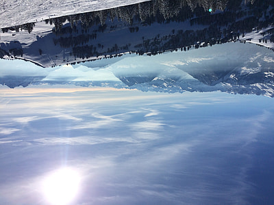 bird's eye view of mountain covered with snow thumbnail