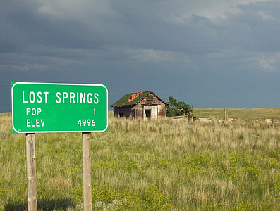 Road Sign in Lost Springs in Wyoming thumbnail