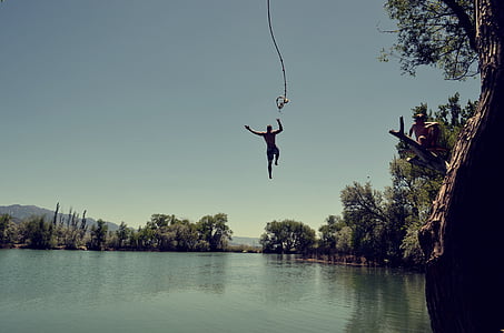 man jumped on a body of water thumbnail