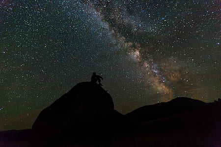 Silhouette of Person Sitting on Rock thumbnail