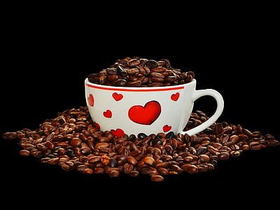 white teacup and coffee beans thumbnail