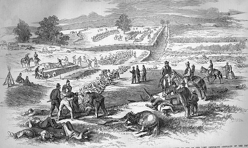 Burying Union dead on the Antietam battlefield, 1862 during the Civil War thumbnail