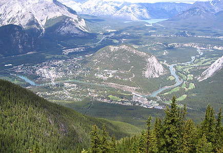 The Banff townsite wraps around Tunnel Mountain in Banff National Park, Alberta thumbnail