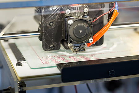 black and white 3D printer printing caution text thumbnail