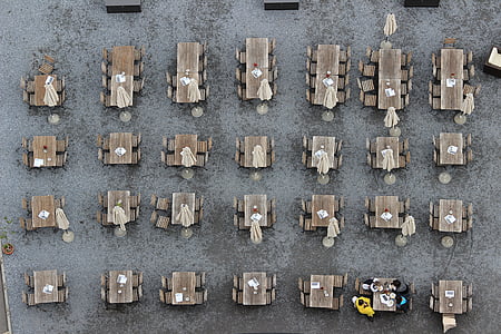 aerial photography of people eating on table thumbnail