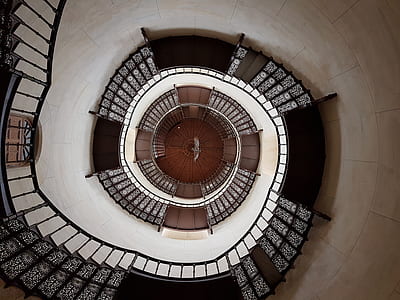 spiral staircase with black handrails thumbnail