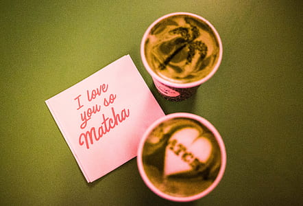 paper with matcha text between two espresso cups thumbnail