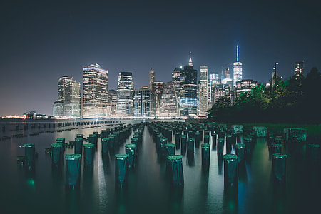 New York City skyline by night thumbnail