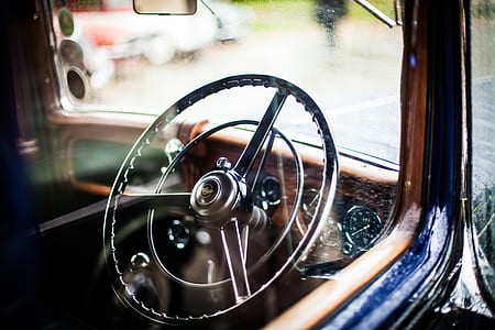 Grey Car Steering Wheel during Daytime thumbnail