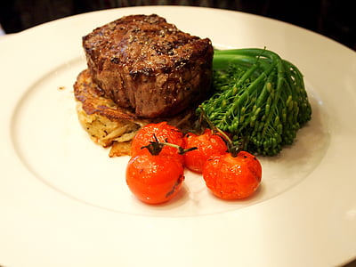 well done steak on white plate thumbnail