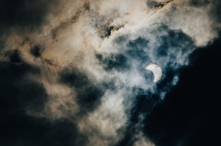 white and black cloud and crescent moon thumbnail