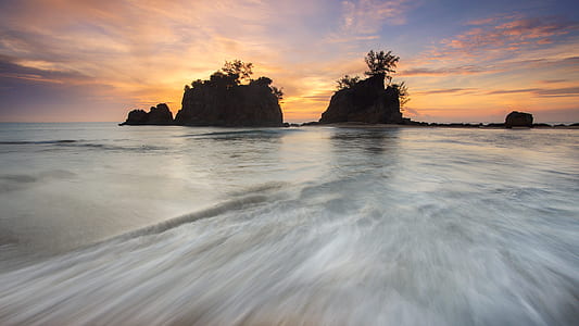 sea, dawn, landscape, nature thumbnail