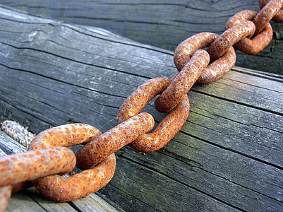 rusty chain on brown wood thumbnail